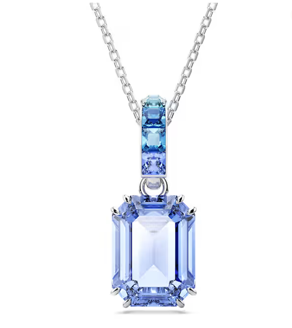 Swarovski Millenia pendant, Octagon cut, Blue, Rhodium plated 5696518