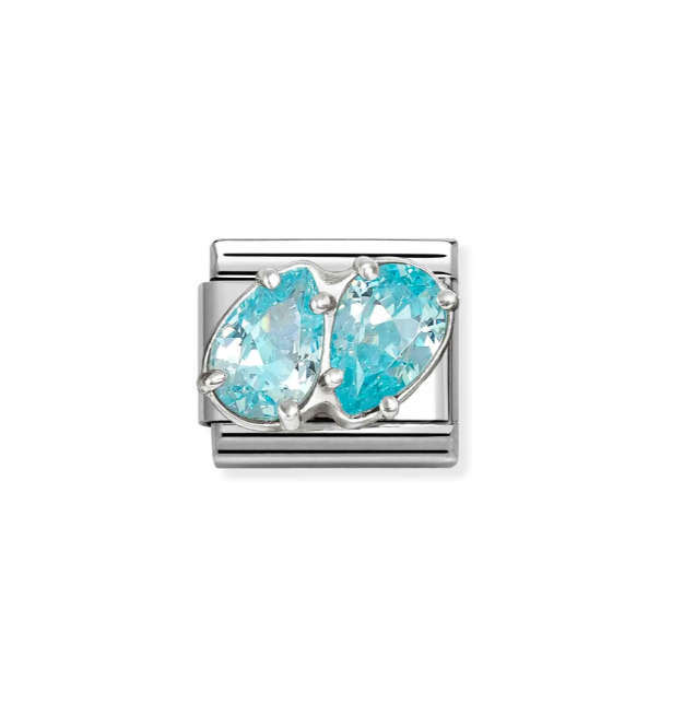 NOMINATION Silver Light Blue Double Drop Charm 330329/16