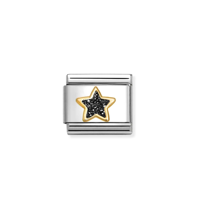NOMINATION 18k Gold Black Glitter Star Charm 030220/20