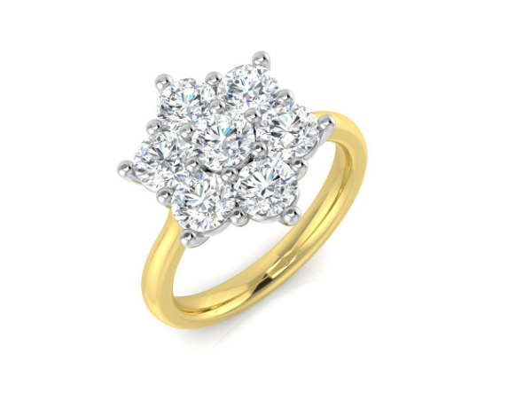 9ct Yellow Gold Star Cluster Lab Grown Diamond Ring