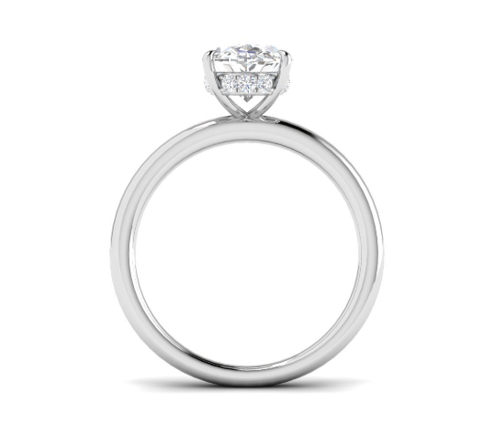 Platinum Lab Grown Diamond Hidden Halo Ring - Oval Cut