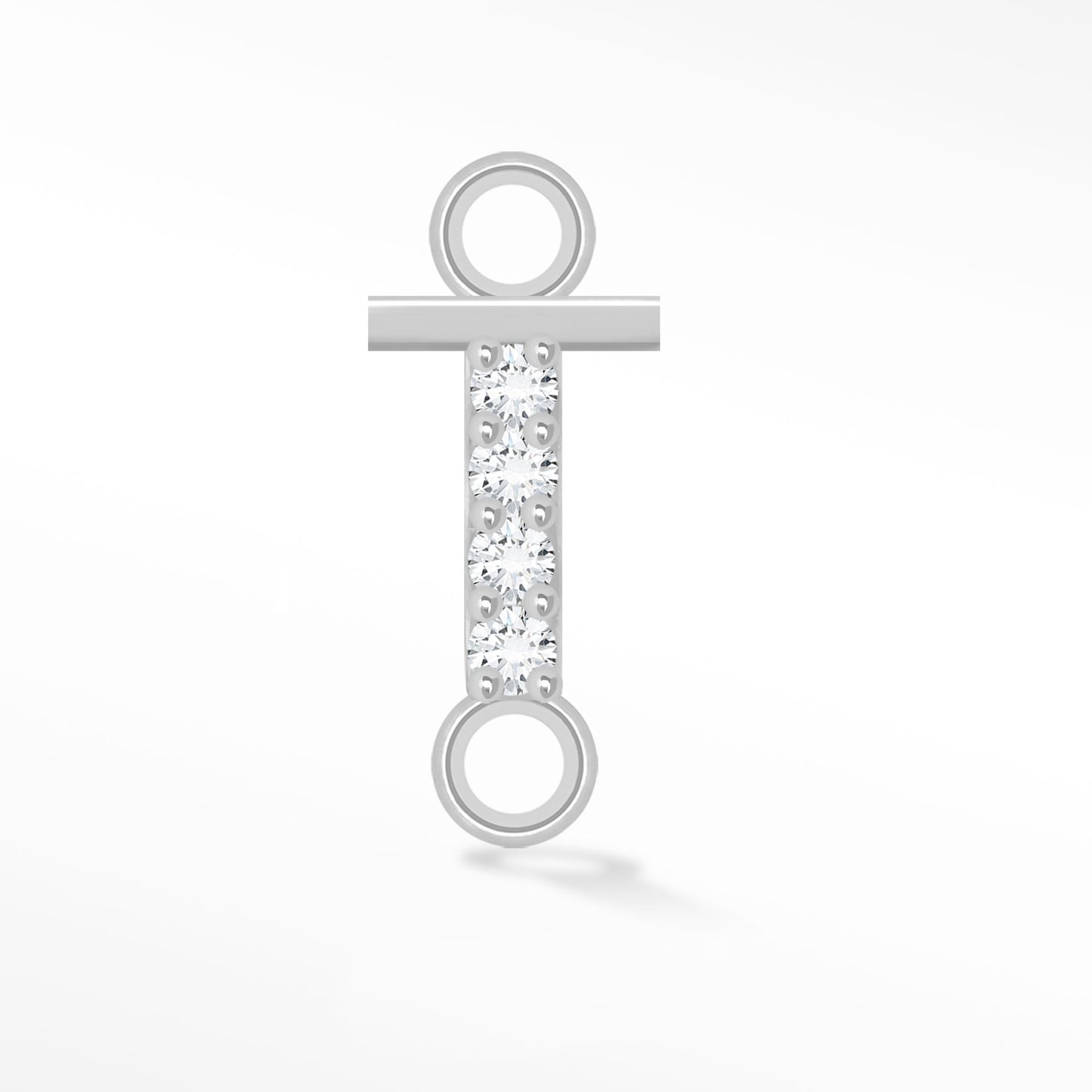 Perma Jewel Silver Moissanite Alphabet Connector T NW1232