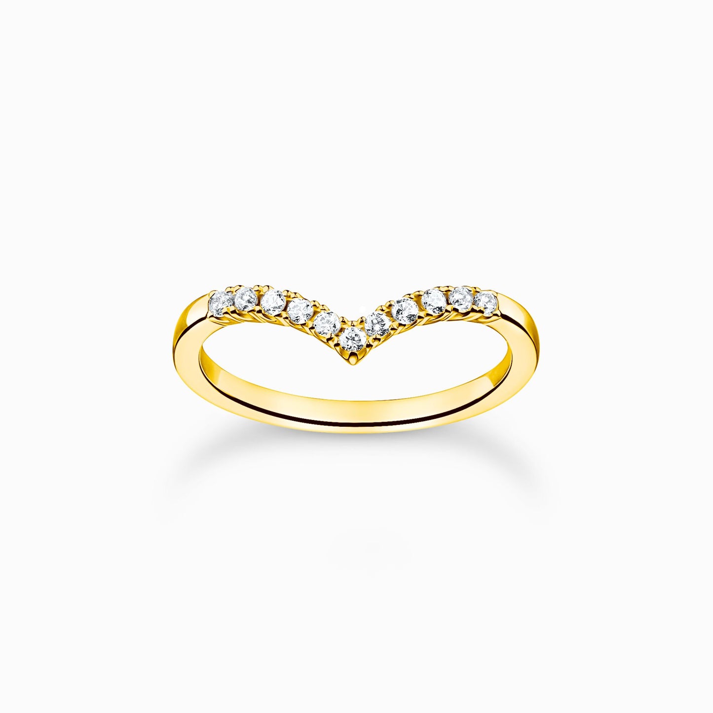 Thomas Sabo Ring V-shape with white stones gold TR2394-414-14