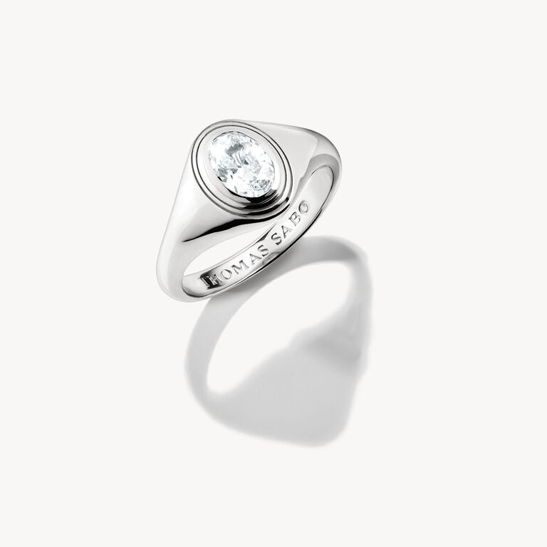 Thomas Sabo Silver Ring with Oval White Zirconia Stone Bold Elegance TR2523-051-14