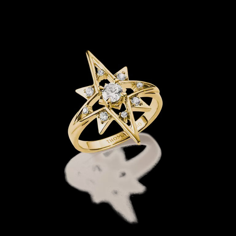 Thomas Sabo Star Ring with white zirconia 18k gold plated TR2550-M01-14