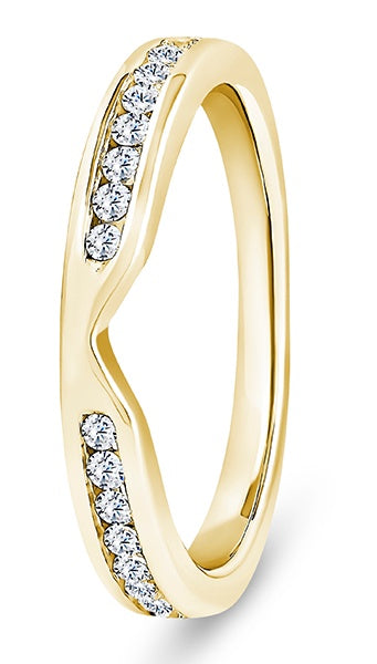 9ct Yellow Gold Diamond Shaped To Fit Wedding Band