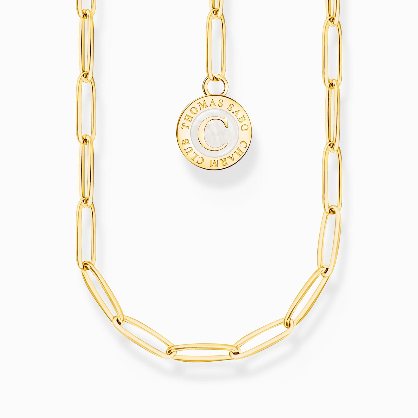 Thomas Sabo Member Charm Necklace with white Charmista disc Gold Plated X2089-427-39-L45