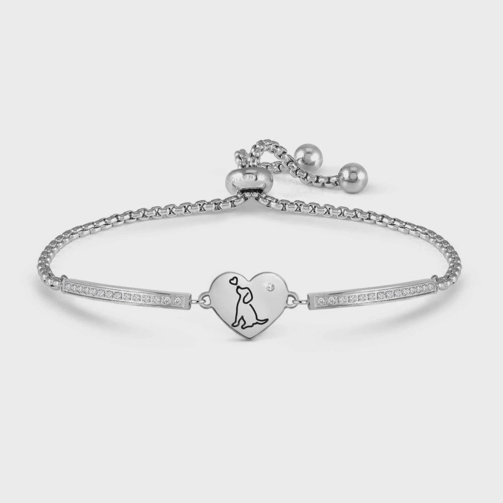 Nomination Milleluci Bracelet, Ed. Refined, In Steel And Cubic Zirconia Engraved Dog 028016/079