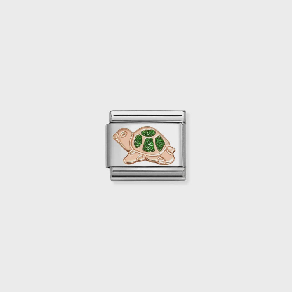 Nomination Glitter Symbols Stainless Steel, Enamel And 9k Gold Green Turtle 430205-35