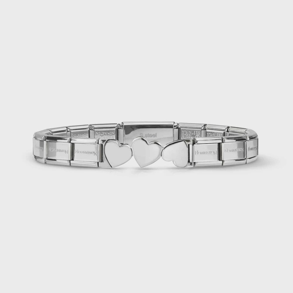 Nomination Trendsetter And Heart Bracelets In Steel 3 Hearts 021158/081