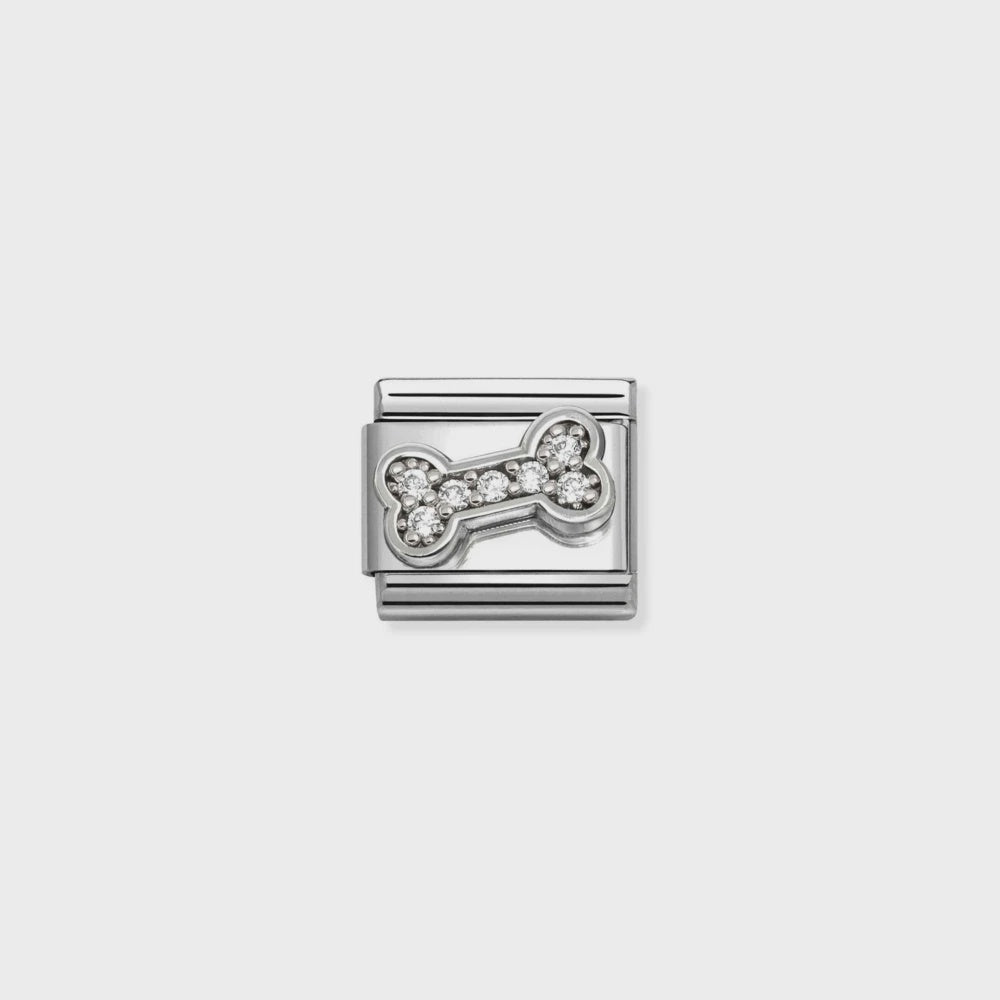 Nomination Symbols Steel , Cubic Zirconia And 925 Sterling Silver White Bone 330304-52
