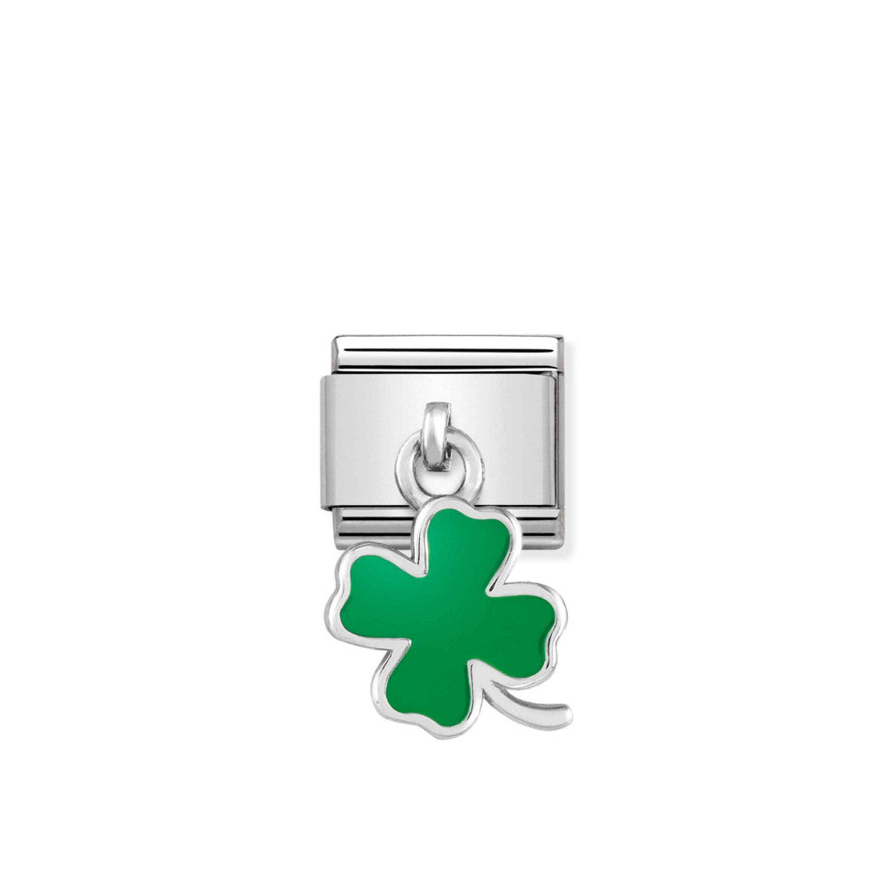 NOMINATION Charm CHARMS silver Enamel Green four-leaf over