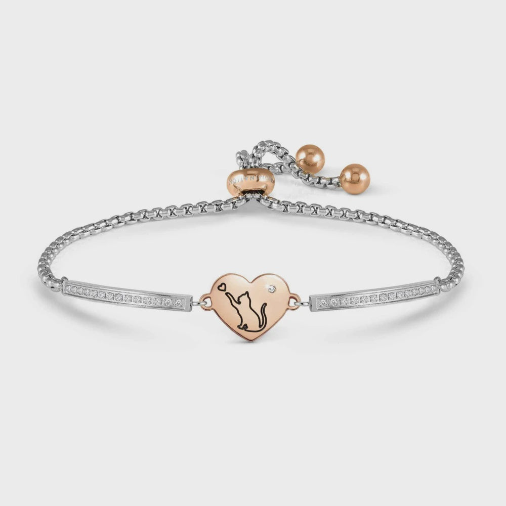 Nomination Milleluci Bracelet, Ed. Refined, In Steel And Cubic Zirconia (rose Gold) Engraved Cat 028017-080