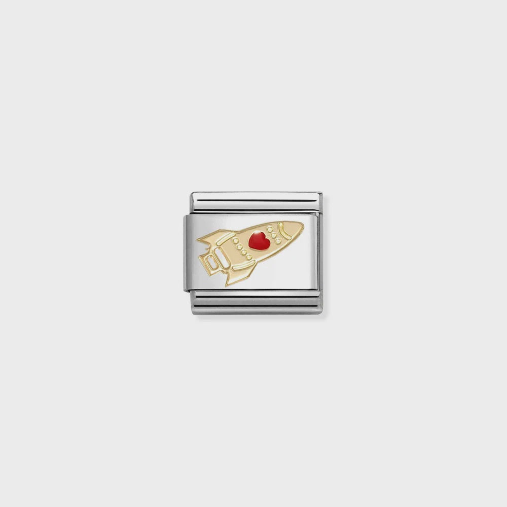Nomination Love 2 Stainless Steel, Enamel And 18k Gold Rocket Red Heart 030283-36