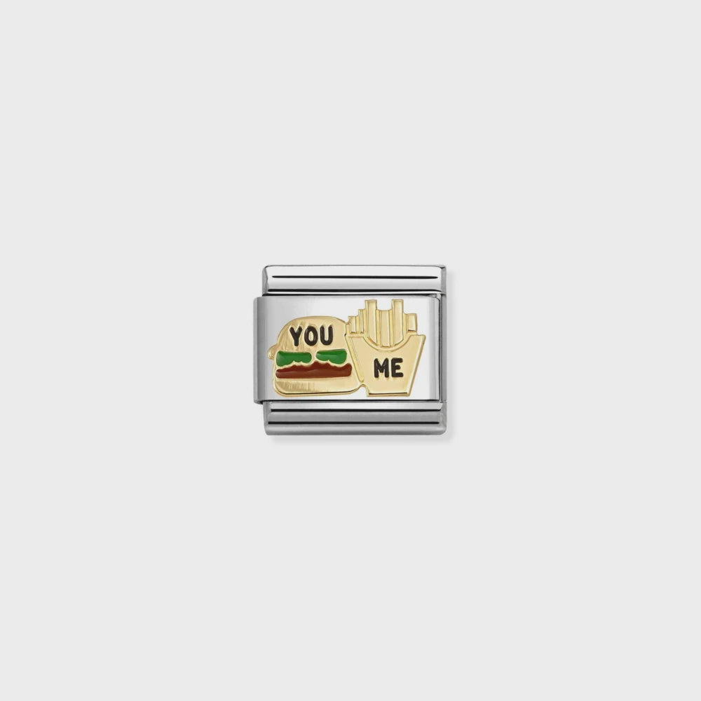 Nomination Steel, Enamel And 18k Gold Burger And Fries 030285-89