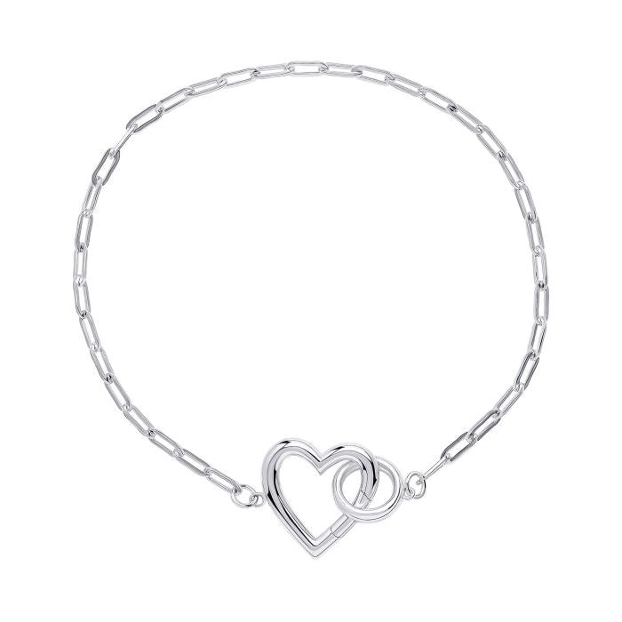 Silver Open Heart Link Bracelet B5501