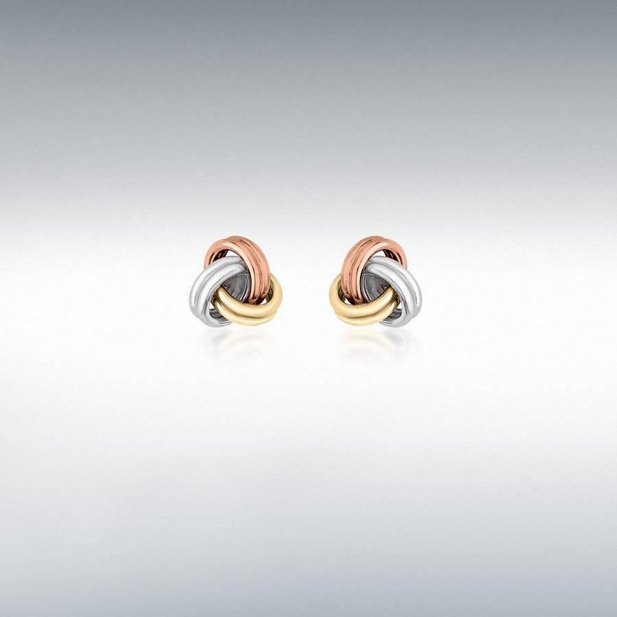9ct Gold 3 Colour 7mm Knot Earrings 3.58.7329