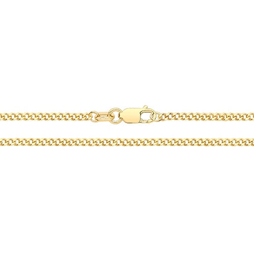 9ct Yellow Gold Semi Solid Close Curb Chain 18"