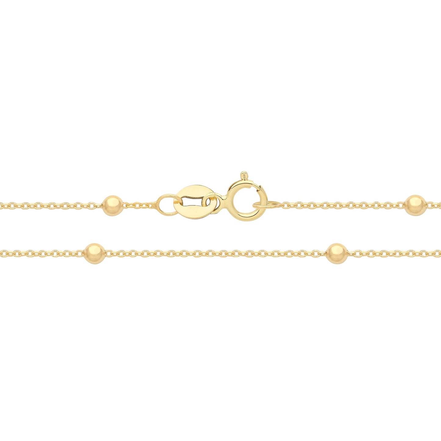 9ct Yellow Gold Rolo & Bead Chain 18''
