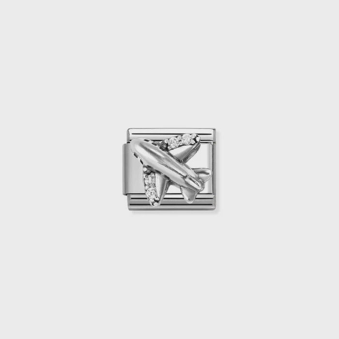 Nomination Silver CZ Aeroplane Charm 330327-19