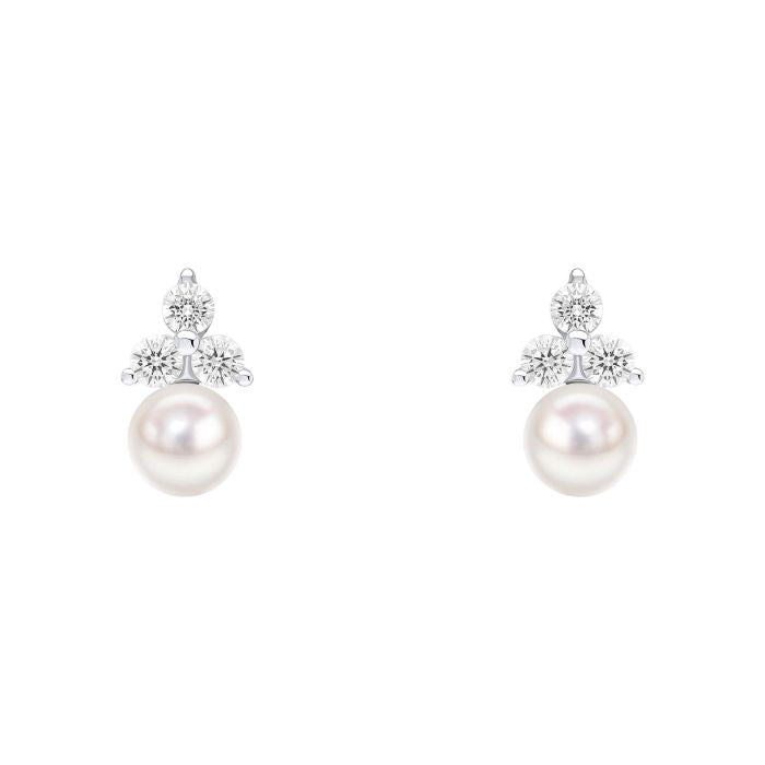 Shell Pearl Stud Earrings with CZ E6497W