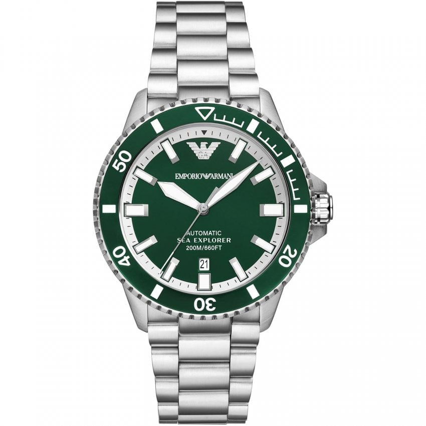 Armani Men's Sea Explorer 42mm Green Dial Watch AR60080