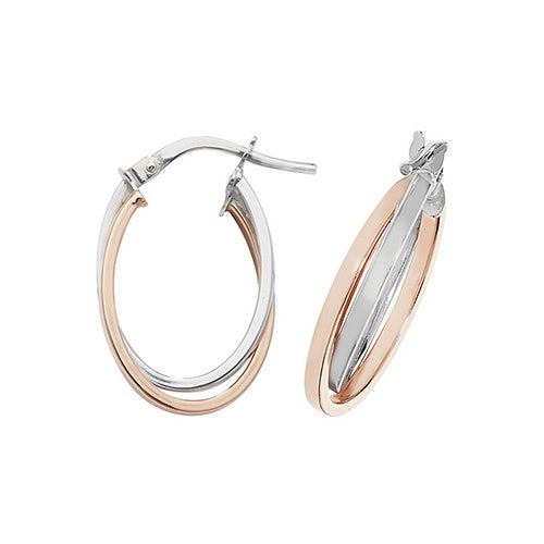 9ct Rose & White Gold Double Hoop Earrings ER1011R