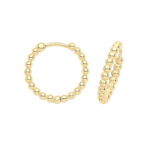 9ct Yellow Gold Bobble Clicker Hoop Earrings ES1685