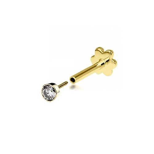 9ct Yellow Gold CZ Cartilage Labret