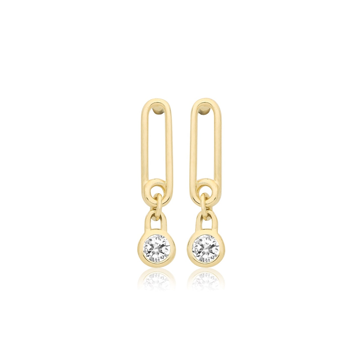 9ct Yellow Gold CZ Safety Pin Studs ES2076