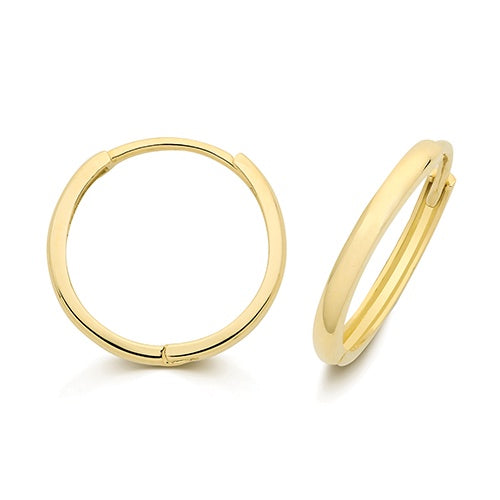 9ct Yellow Gold 13mm Huggie Hoop Earrings ES2154