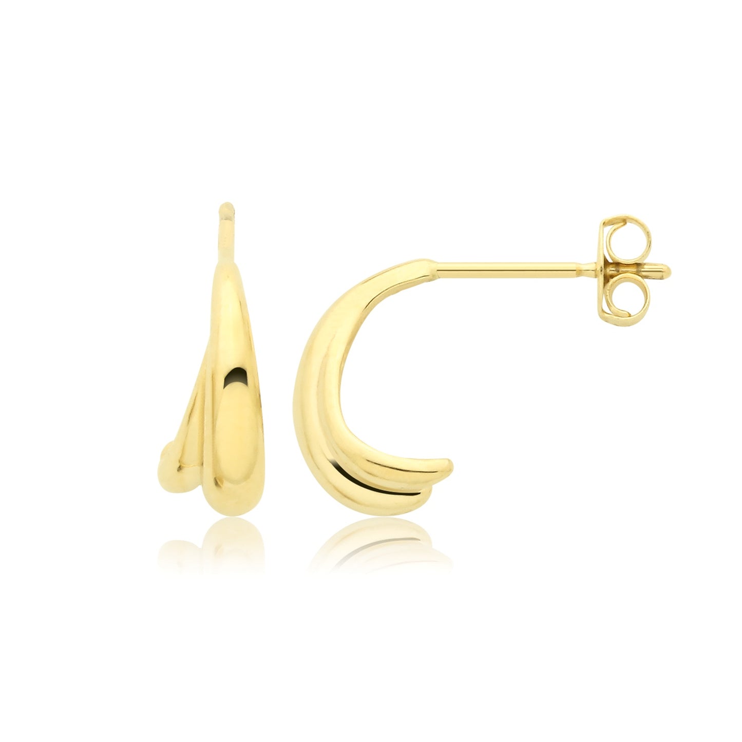 9ct Yellow Gold Double Row Huggie Stud Earrings ES2185