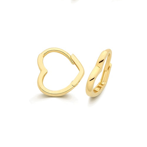 9ct Yellow Gold 11mm Heart Hinged Earrings ES2239