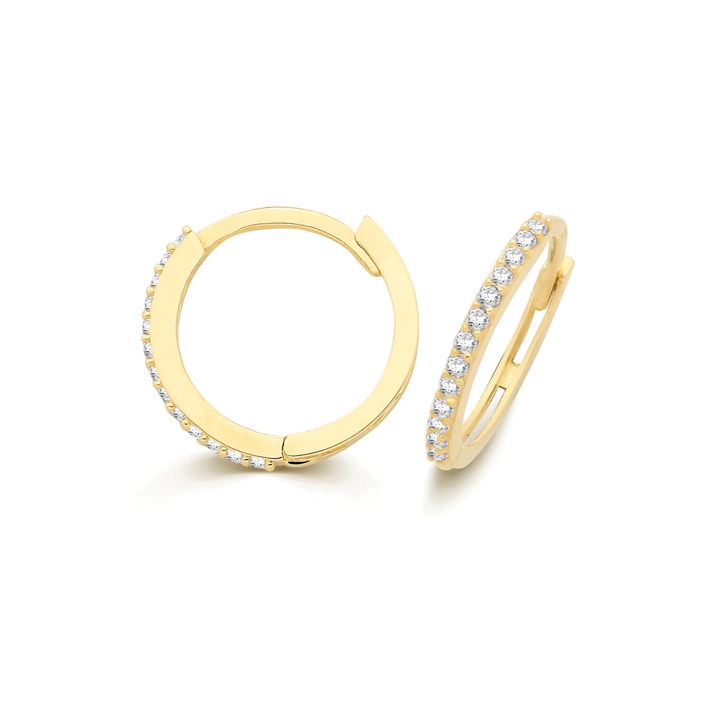 9ct Yellow Gold CZ Hinged Huggie Earrings ES2240