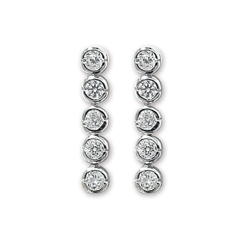 Silver Round CZ Drop Earrings G5019