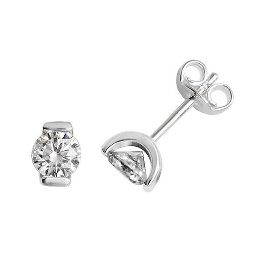 Silver Round CZ Stud Earrings G51026