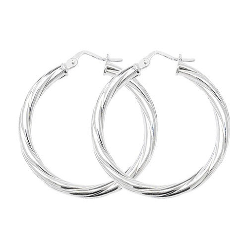 Silver 25mm Twisted Hoope Earrings G5102