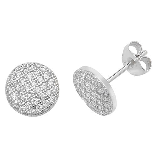 Silver Round Pave CZ Earrings G51092