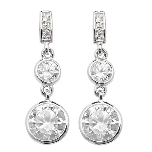 Silver Triple CZ Drop Earrings G51116
