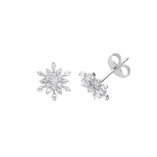 Silver CZ Snowflake Earrings G51216