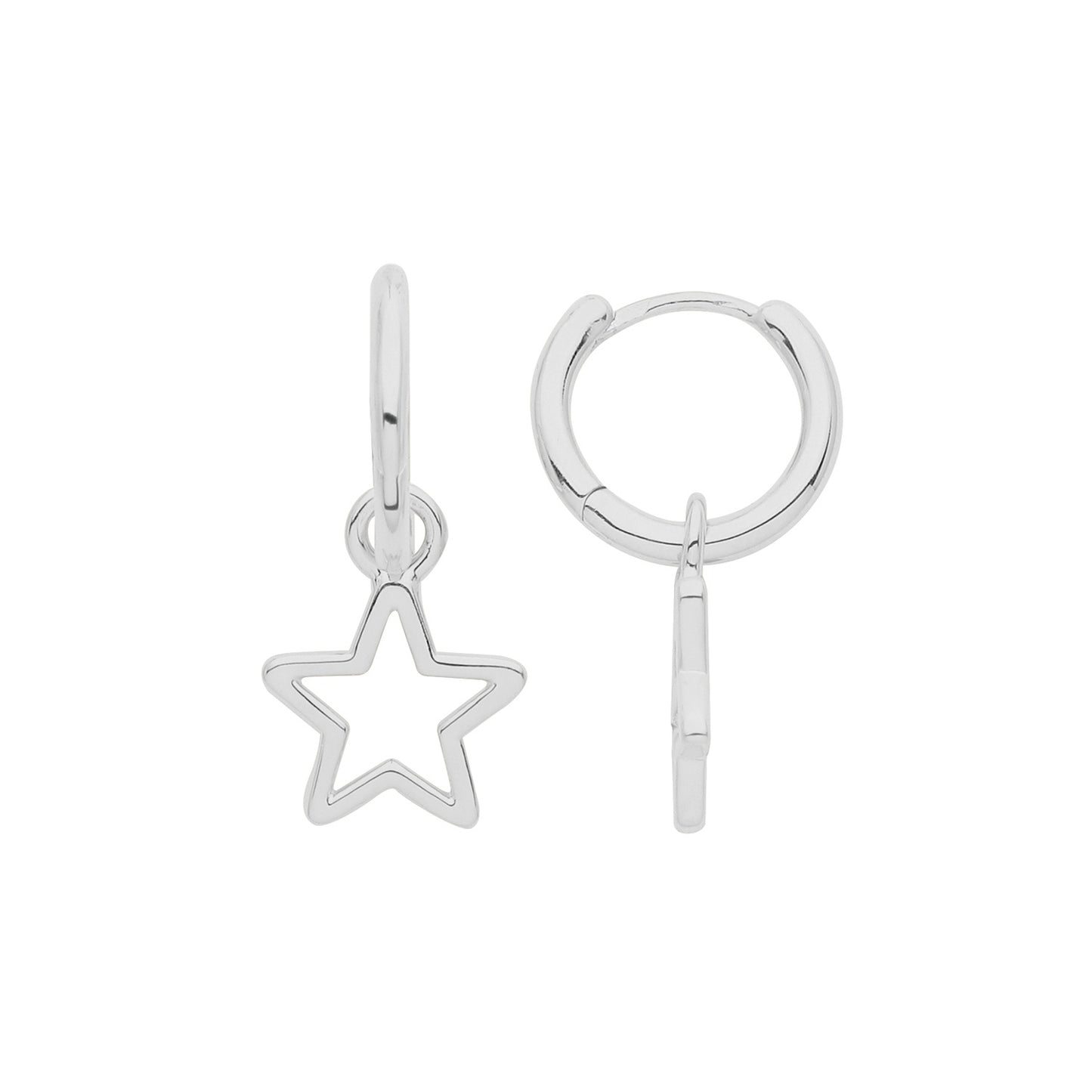 Silver Hoop Earrings with Star G51277