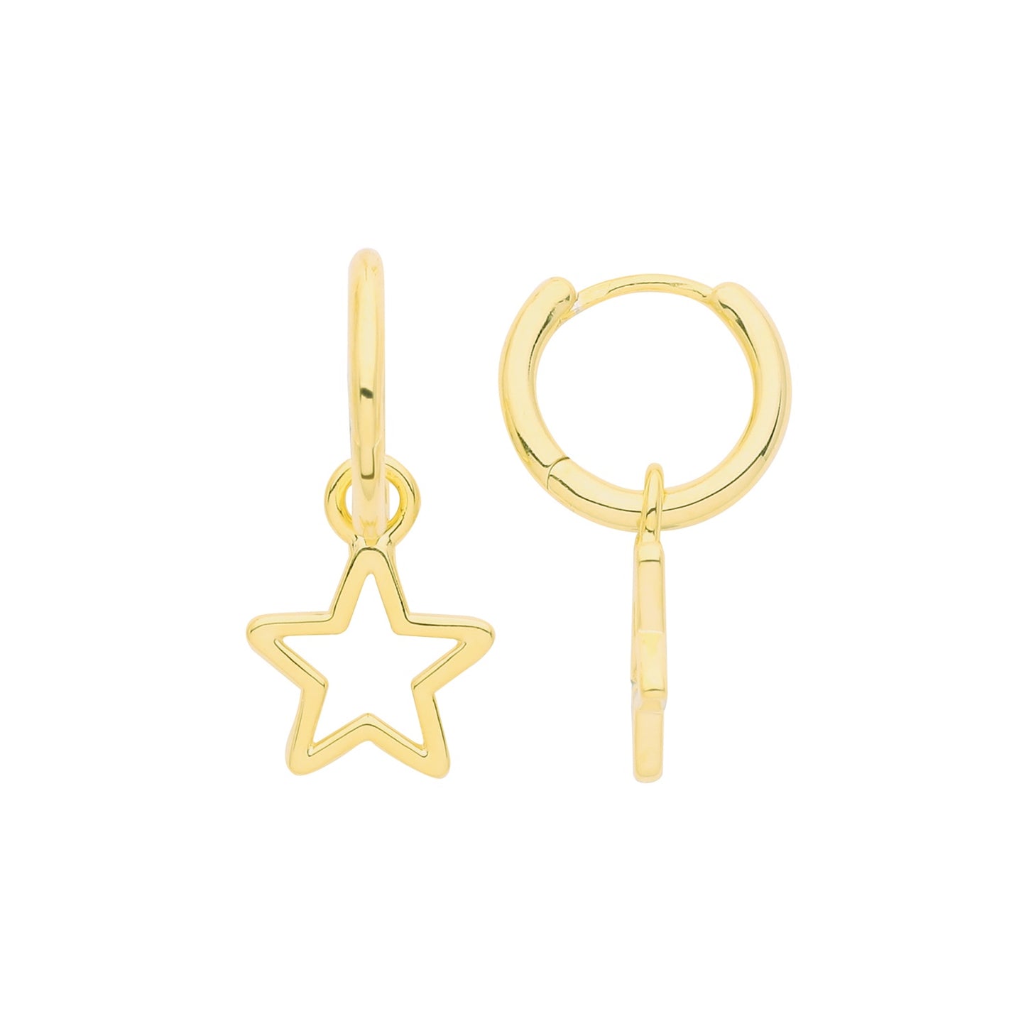 Silver Gold Plated Hoops with Star G51277GP