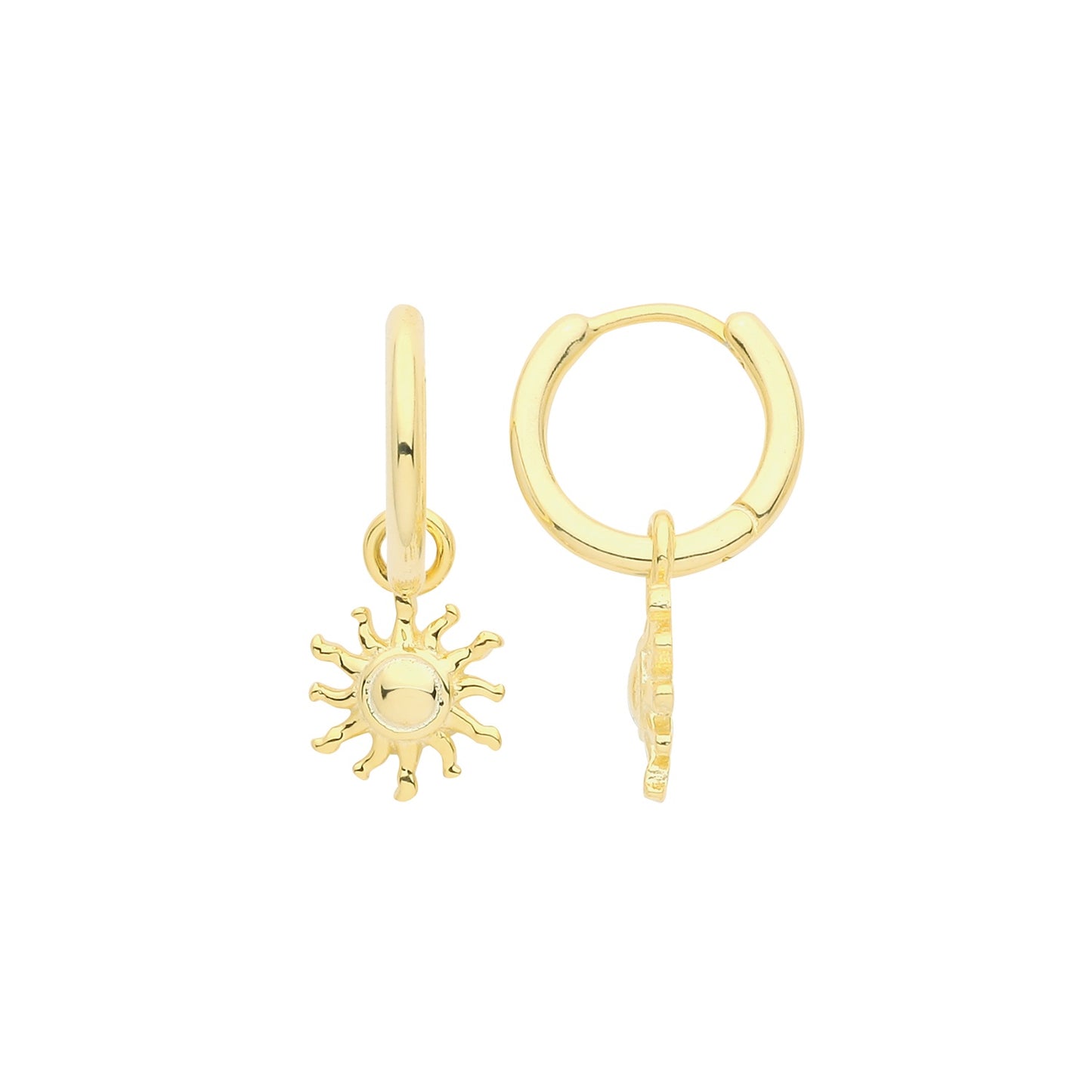 Silver Gold Plated Hoops with Sun G51278GP