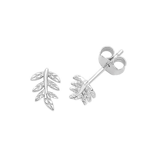 Silver Feather Stud Earrings