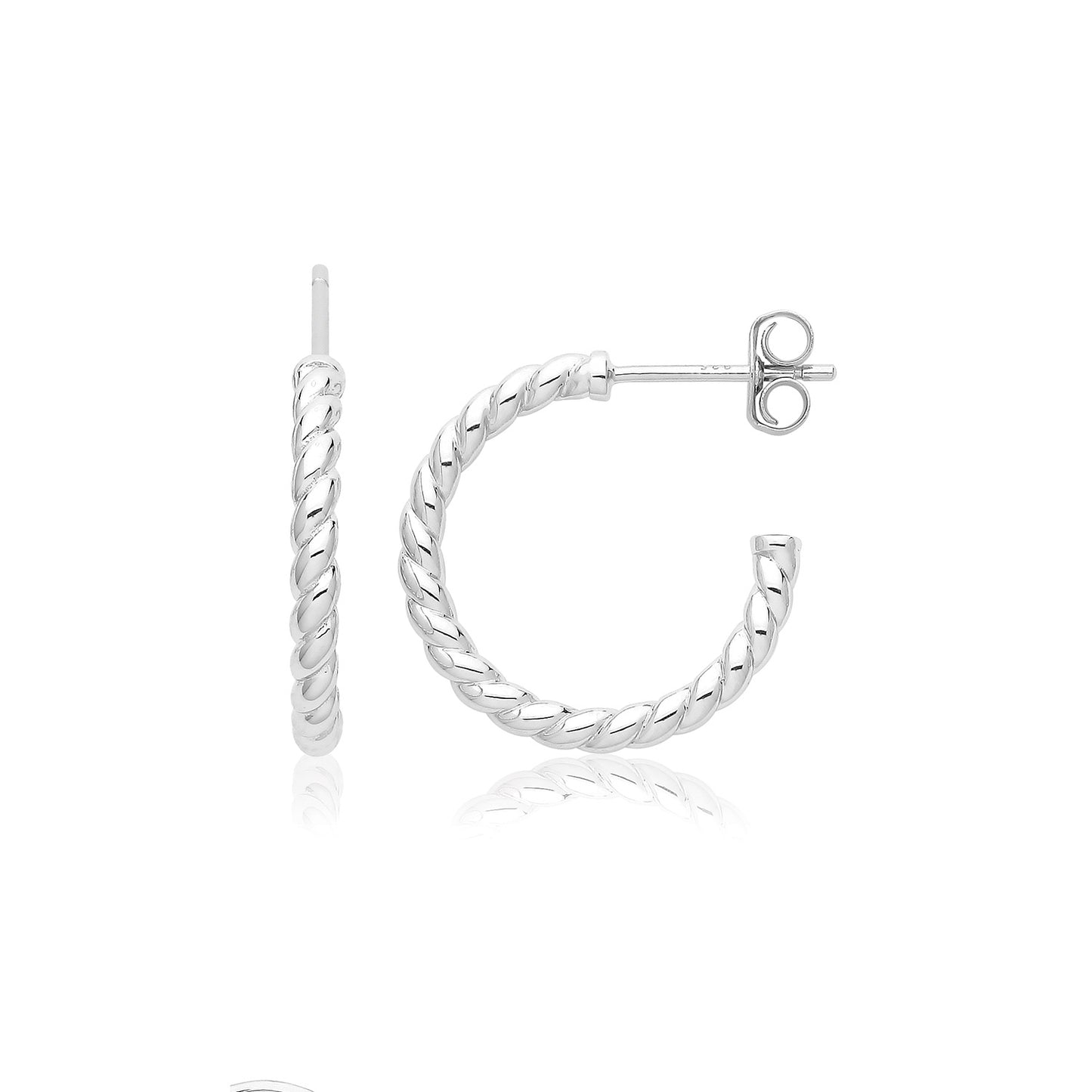 Silver Twost Hoop Earrings 14mm G51344