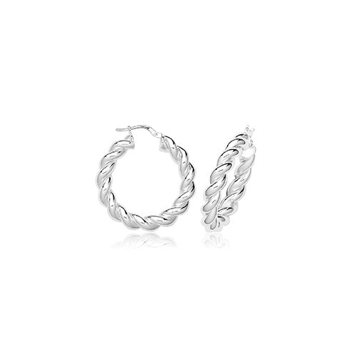 Silver 20mm Twisted Hoop Earrings G51370-20