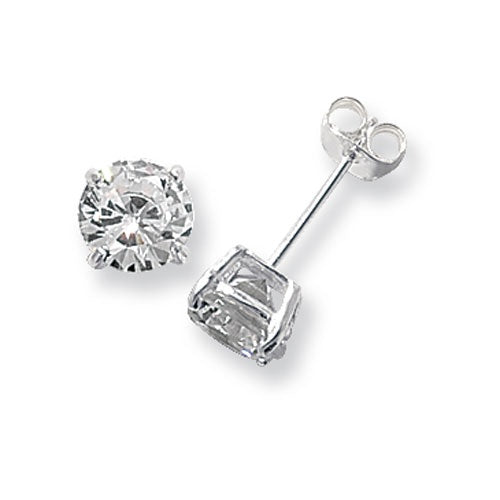Silver 7mm Round CZ Stud Earrings G5137CZ