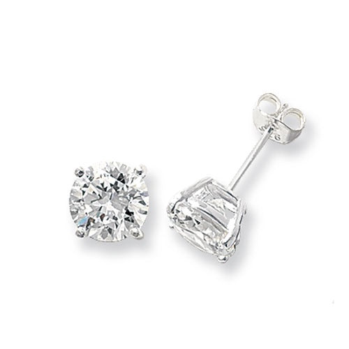 Silver8mm Round CZ Stud Earrings G5138CZ