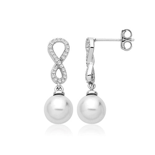 Silver Infinity Pearl Earrings G51403