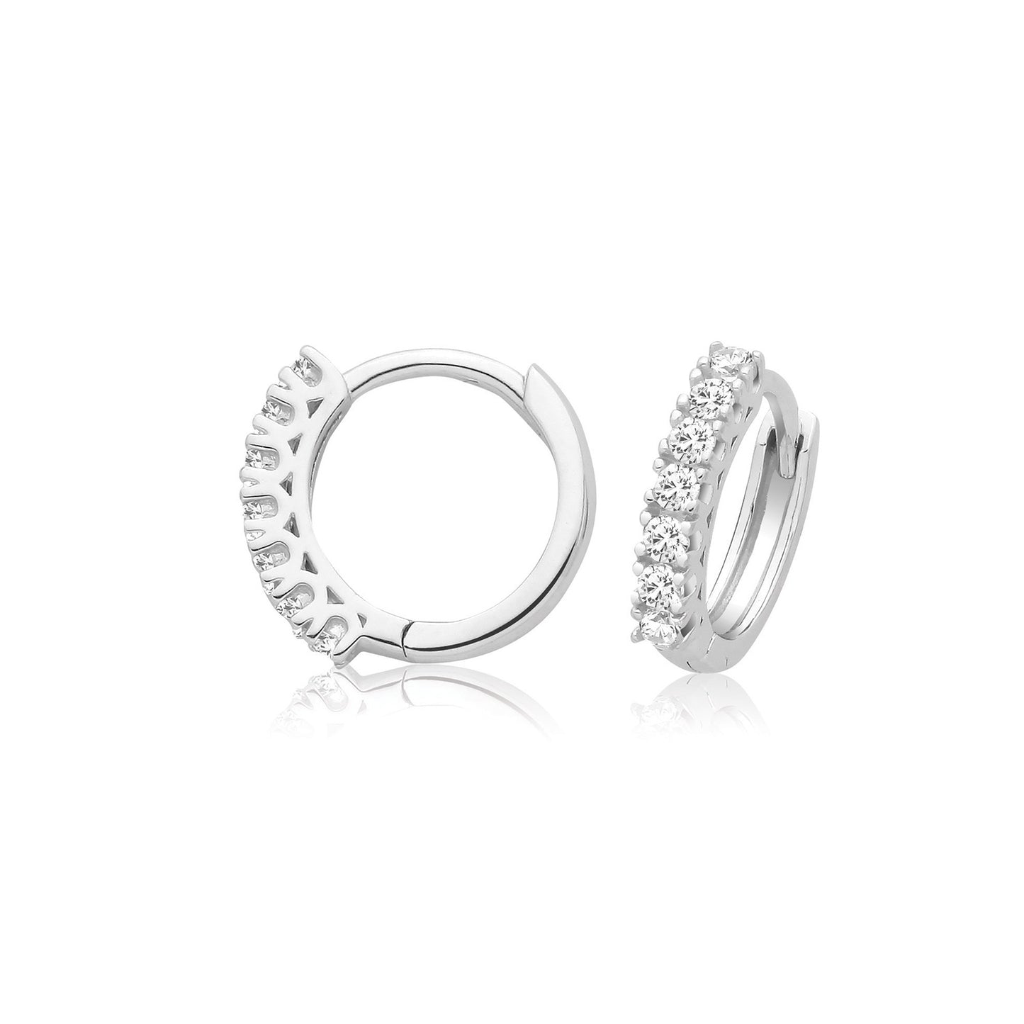 Silver CZ Hinged Hoop Earrings G51499